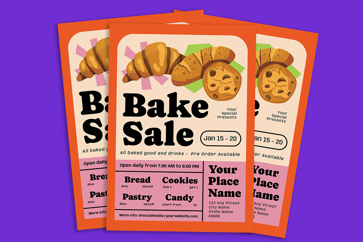 Playful Bake Sale Flyer, a Flyer Template by Gumico Studio. (Photo 3 of 3)