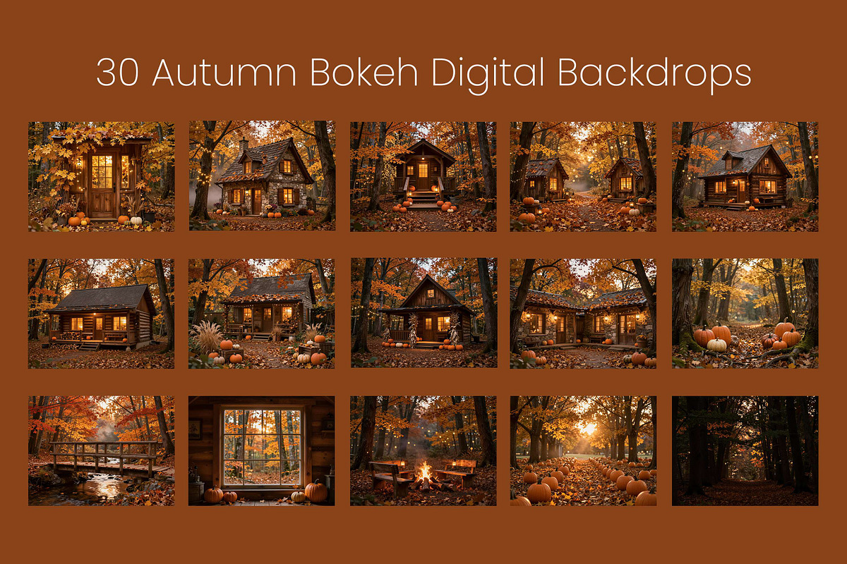 30 Autumn Bokeh Digital Backdrops, a Background Graphic by 3Motional (Photo 10 of 18)