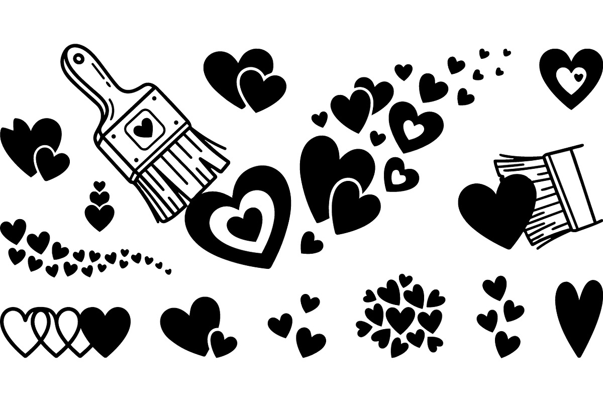 Heart Brush Stroke Clipart Set, an Illustration by designvectx (Photo 2 of 3)