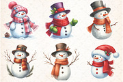 Christmas Snowman Clipart, an Illustration by Libby Wishes (Thumbnail 2 of 8)