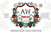 Crest Creator Wedding Watercolor, an Illustration by LABFcreations (Thumbnail 4 of 18)