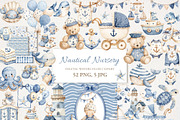 Nautical Nursery Clipart 52PNG 5JPG, an Object Illustration by EleSArtDesign (Thumbnail 1 of 4)