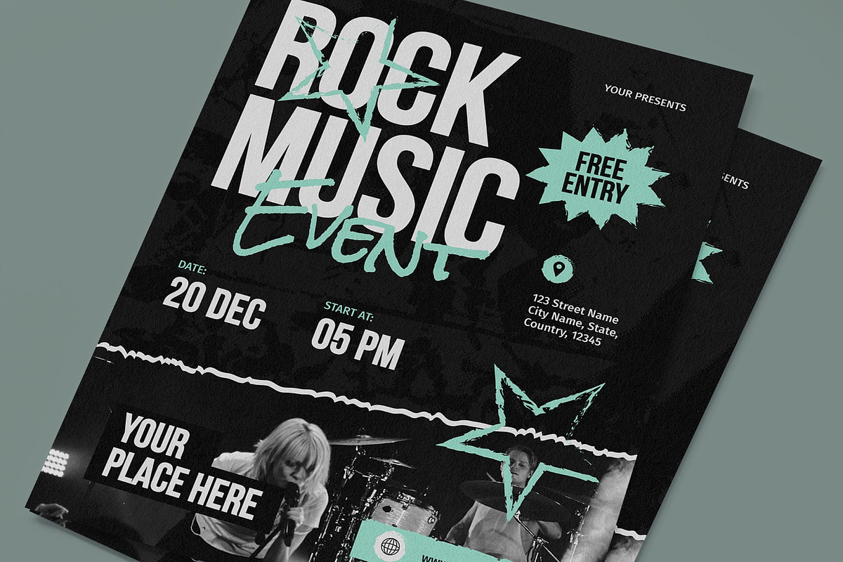 Rock Music Event Flyer, a Flyer Template by graphicook (Photo 2 of 3)