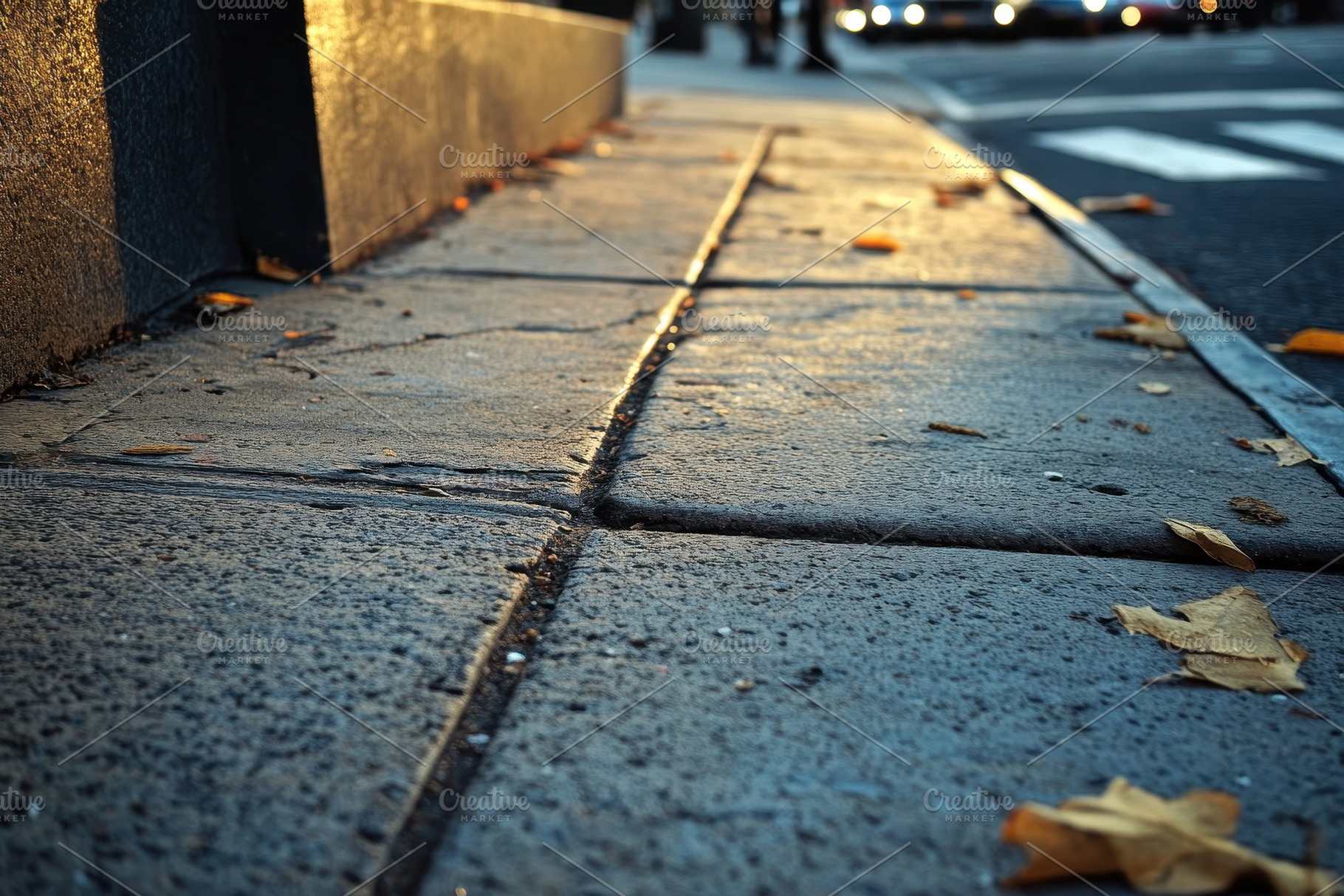 Sidewalk with fallen leaves near a s, a Photo by Iftikhar Alam