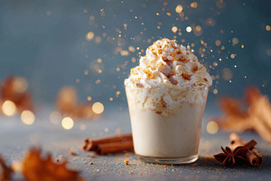 Autumn spiced beverage with whipped cream, a Food & Drink Photo by AlyaAnd