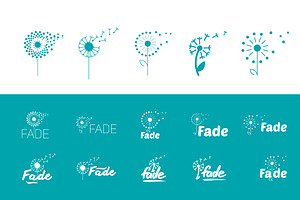 Flat set of fly dandelion symbols