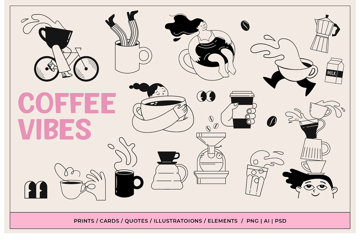 Coffee-Inspired Doodle Collection, an Object Graphic by Marish (Photo 1 of 8)