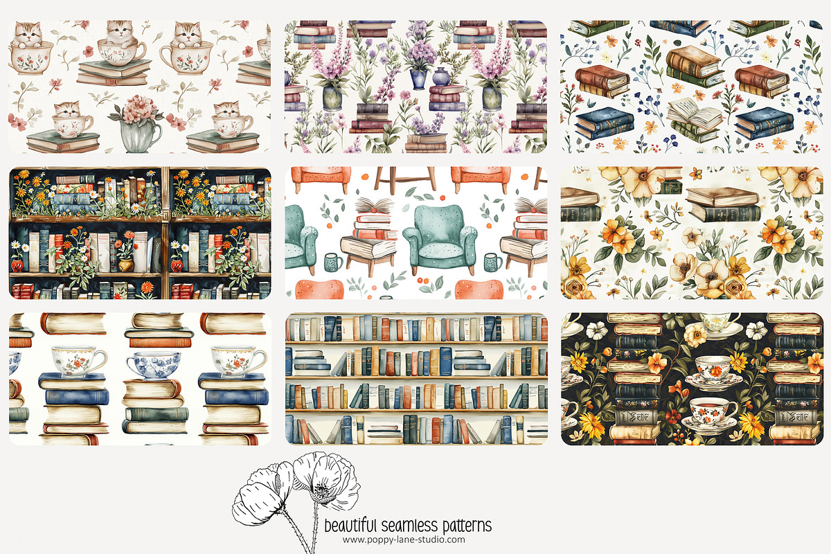 80 books seamless pattern, a Pattern Graphic by Poppy Lane Studio (Photo 3 of 11)
