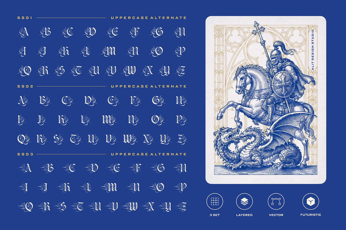 Strata magic Typeface, a Blackletter Font by alit design (Photo 4 of 17)