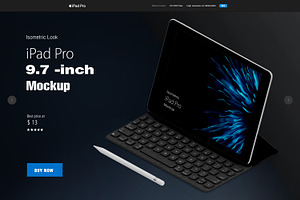 Isometric Apple iPad Pro 9.7 Mock-up
