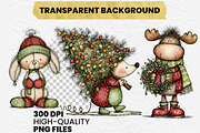 Woodland Christmas Animals Clipart, an Illustration by Dream Creation (Thumbnail 7 of 7)