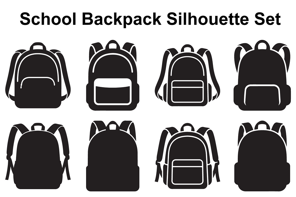 School Backpack Silhouette Set, an Object Graphic by Creativeshirt (Photo 1 of 3)