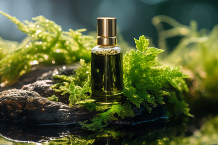 Cosmetic bottle mockup on natural green outdoors botanical backg, an Abstract Photo by Natalia Klenova's Shop