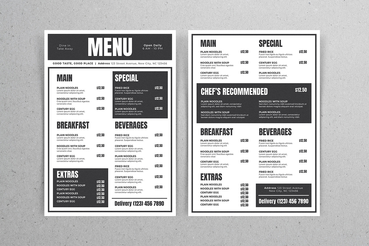 Simple Menu Template Set