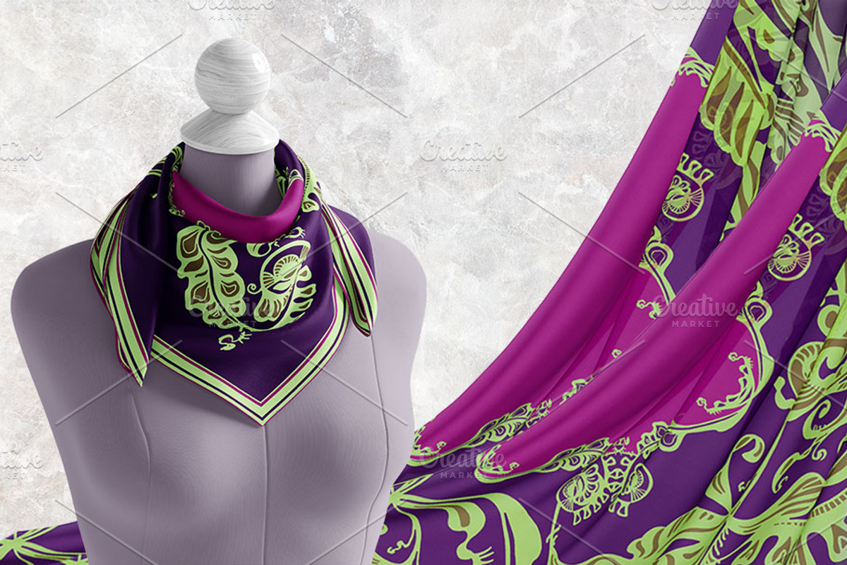 Plum Royale Silk Scarves Design, an Object Graphic by ilustrinna (Photo 7 of 12)