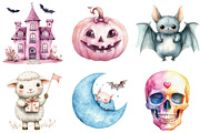 Cute Pastel Spooky Halloween Clipart, an Illustration by Watercolor design (Thumbnail 4 of 4)