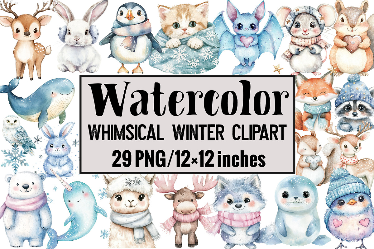Whimsical Winter Clipart, an Illustration by Design Market (Photo 1 of 3)