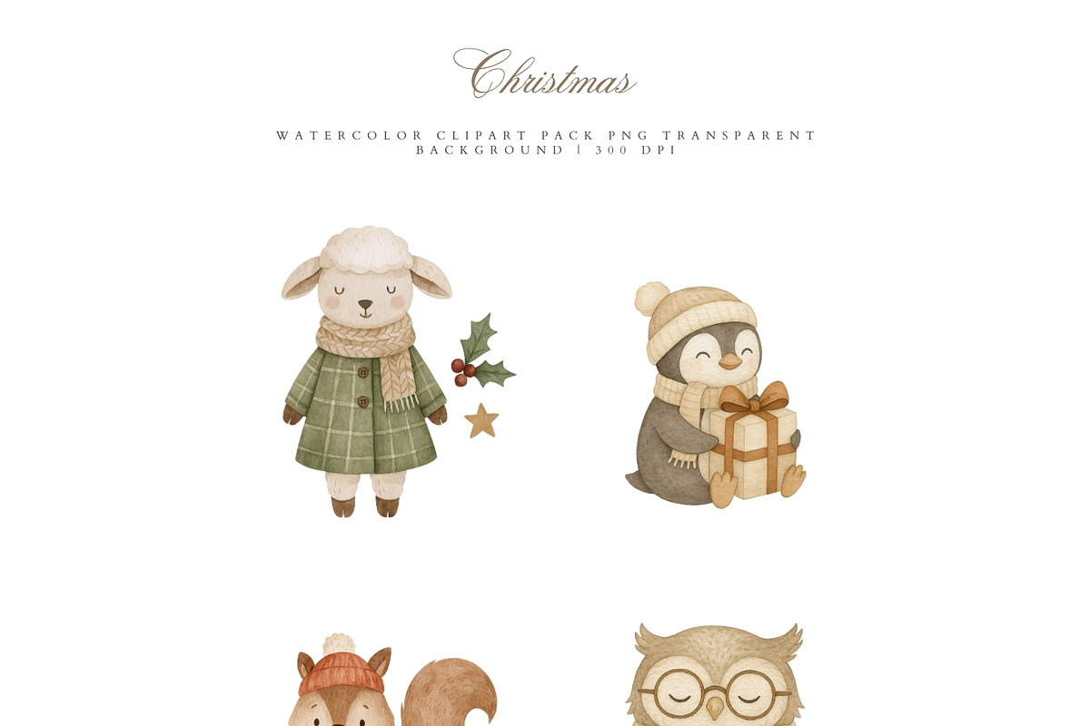 Cute Christmas Woodland Clipart, an Illustration by Pati Paints (Photo 2 of 8)