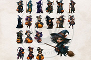 Halloween Little witches Cliparts, a Seasonal Illustration by ThatsDesignArt (Thumbnail 5 of 17)