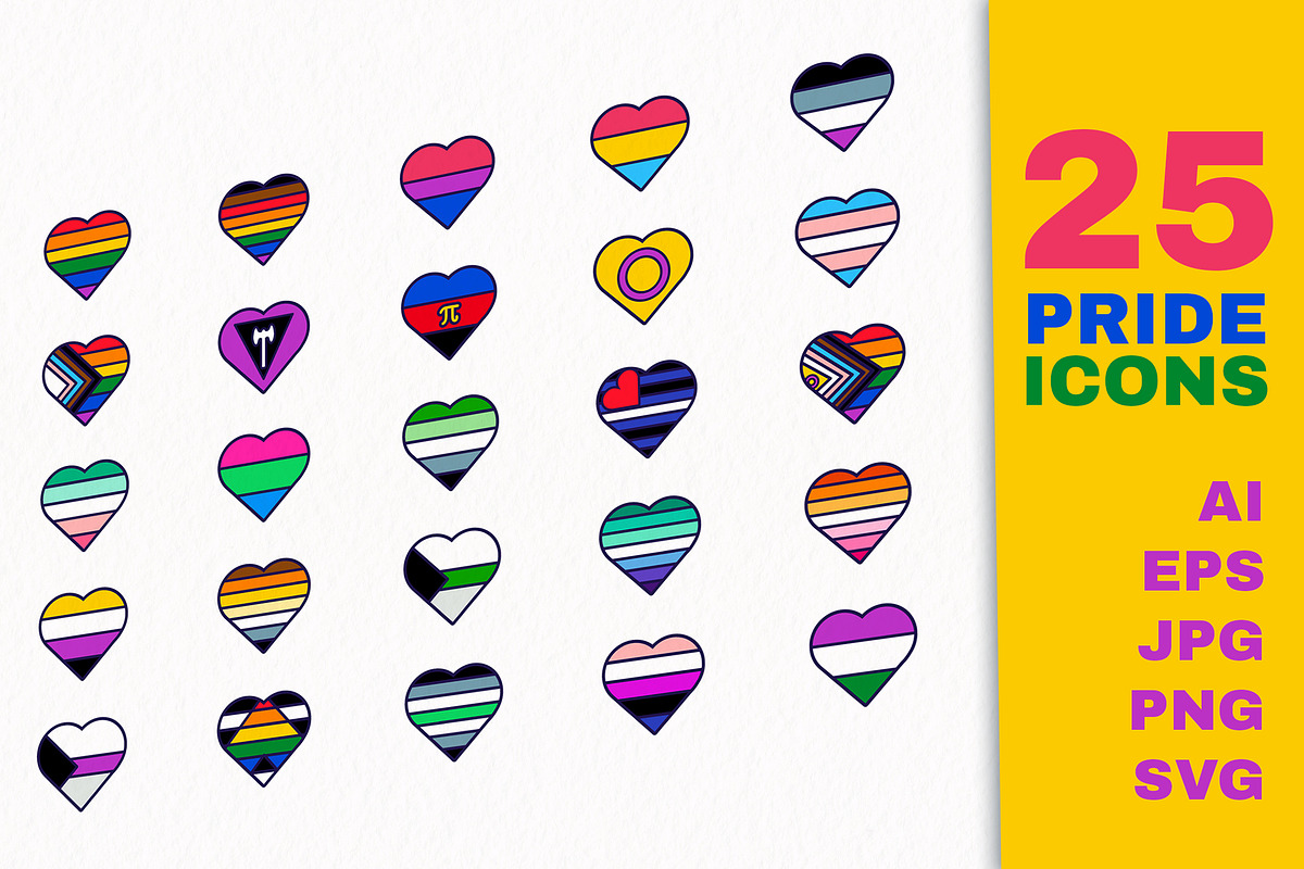 Pride Heart Flags, an Outline Icon by barsrsind