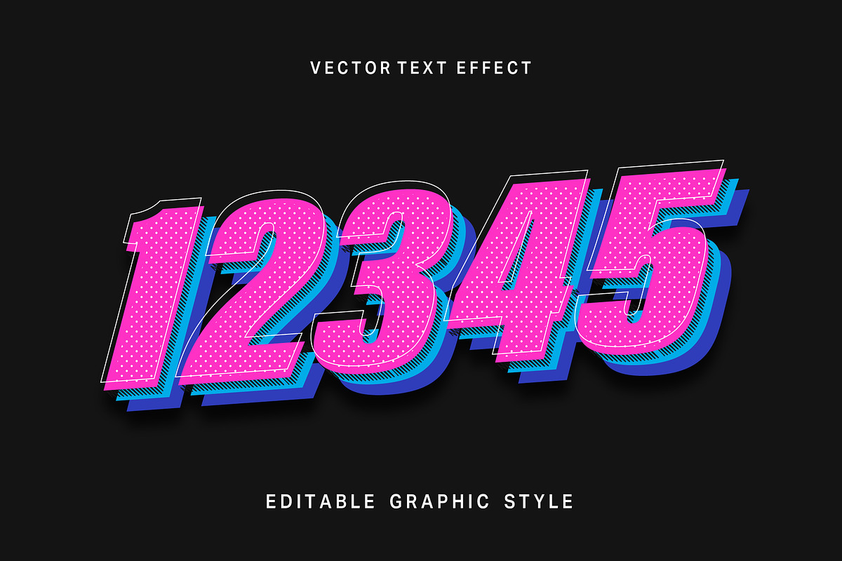 Retro 3D Halftone Bold Text Effect preview 2