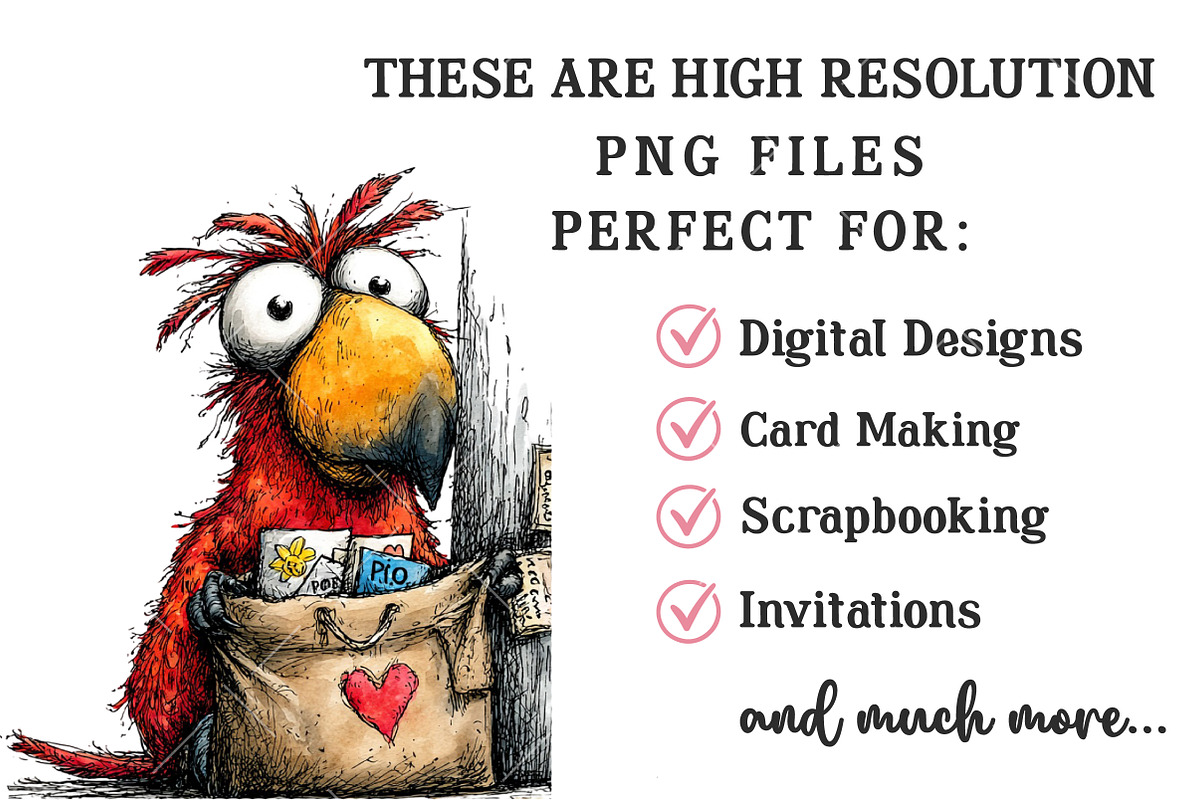 Funny Valentine Bird Clipart, an Illustration by OK Design (Photo 5 of 6)