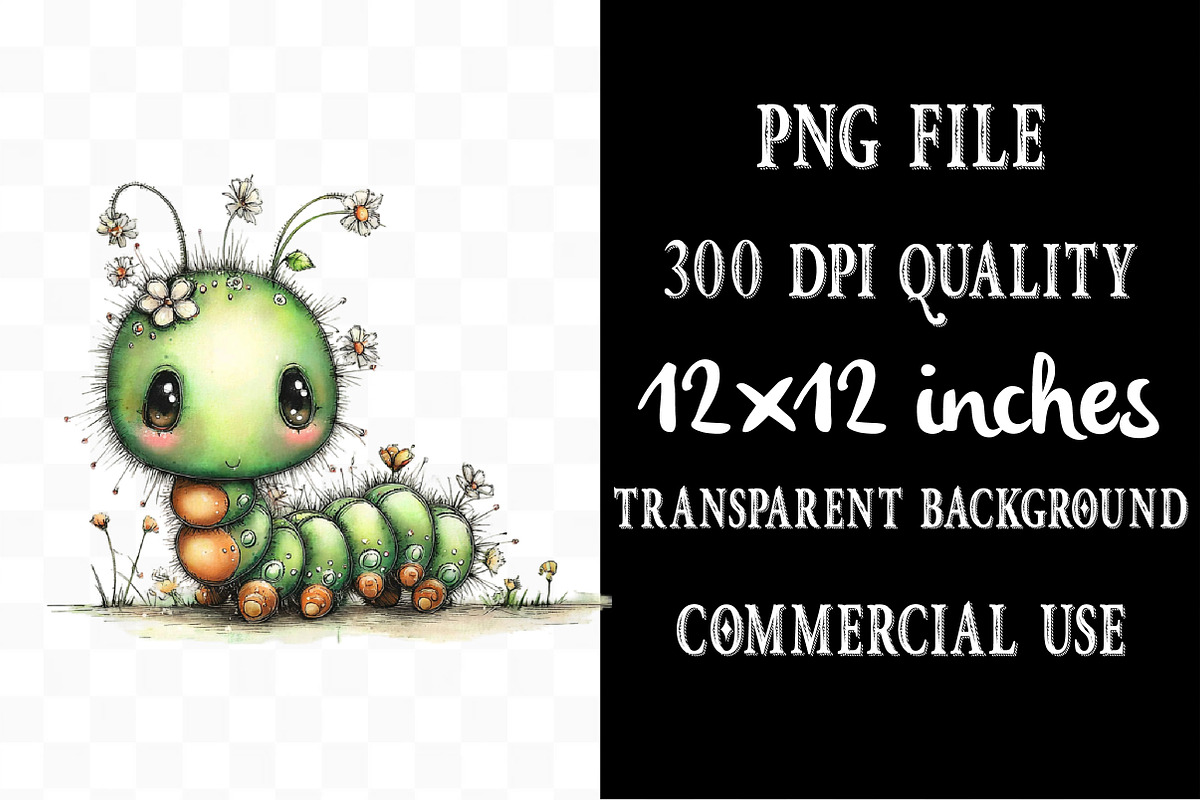 Whimsical Spring Caterpillar Clipart, an Illustration by Designking (Photo 5 of 5)