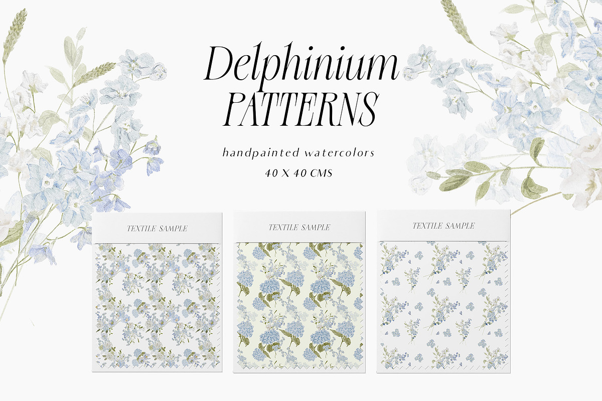 Delphinium blue Delicate Flowers, a Decorative Illustration by Grace Noboa Illustrations (Photo 4 of 9)