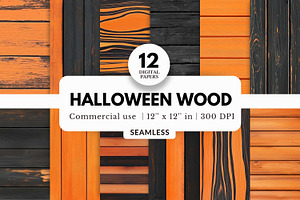Halloween Wood Digital Papers Bundle, a Pattern Graphic by NorthWindPixels