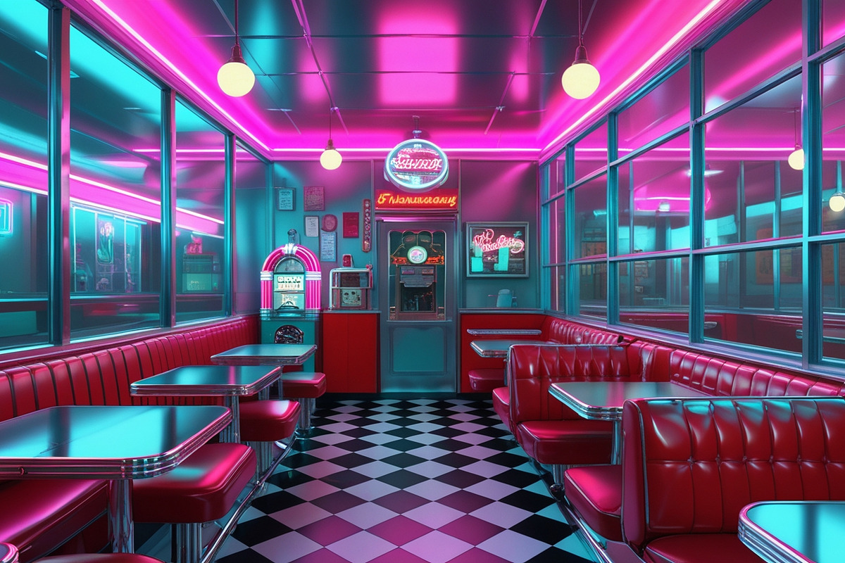 Vintage Diner Neon Interior Pack, an Architecture Photo by adenpinkstore (Photo 2 of 5)