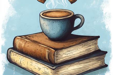 Cozy Coffee Break Books and Hearts, a Food & Drink Photo by Pixeness