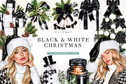 Black & White Christmas Clipart, a Seasonal Illustration by BusyDaydesign (Thumbnail 1 of 9)