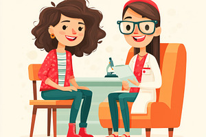 Doctor consultation with smiling female patient illustration, a Person Photo by José Manuel Gelpi