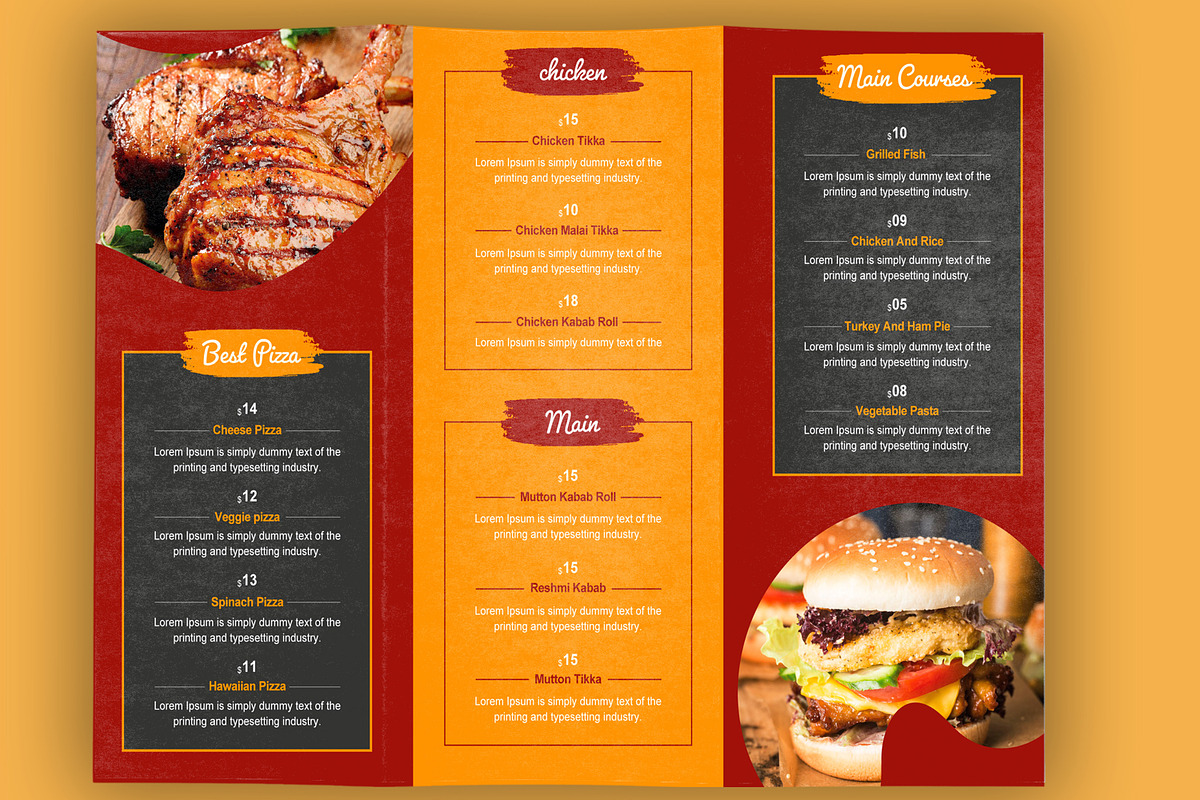 Food Menu Trifold Brochure Design, a Brochure Template by MightyDesign (Photo 3 of 6)