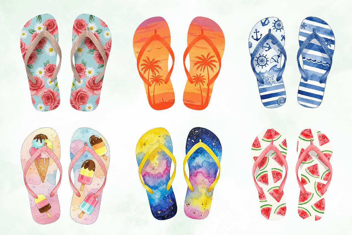 Summer Flip Flop Sublimation Clipart, an Illustration by Creative Art (Photo 3 of 8)