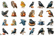 Watercolor Halloween Birds Clipart, an Illustration by DreamPrint404 (Thumbnail 2 of 5)