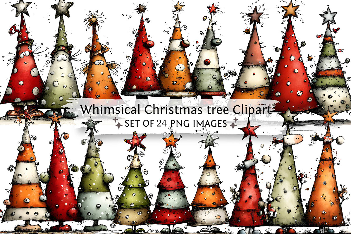 Whimsical Christmas tree Clipart, a Texture Illustration by DreamPrint404 (Photo 1 of 5)