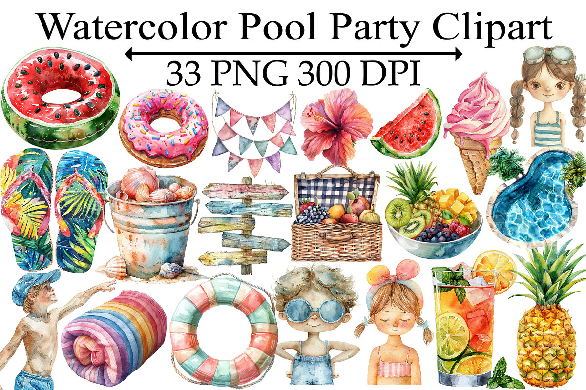 Pool Party Clipart, an Illustration by Design Market (Photo 1 of 5)
