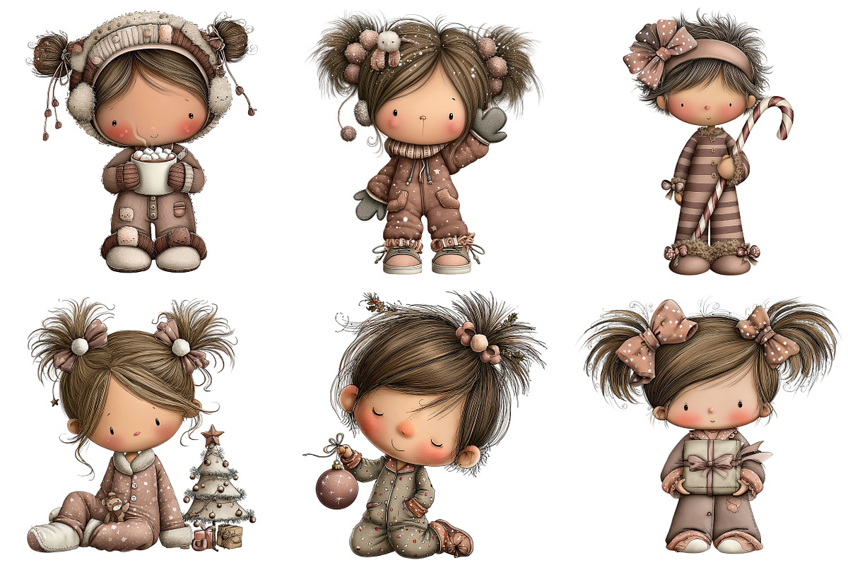 Christmas Pajama Party Clipart, an Illustration by Craft Nest (Photo 3 of 11)
