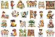 Library Kids Clipart Watercolor Book, an Illustration by Designking (Thumbnail 3 of 4)