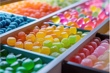 Colorful assortment of sugary jelly, a Background Photo by Ylivdesign