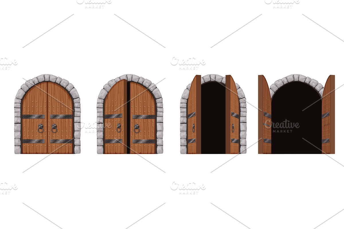 Medieval castle & church gates, an Object Illustration by Lemberg Vector
