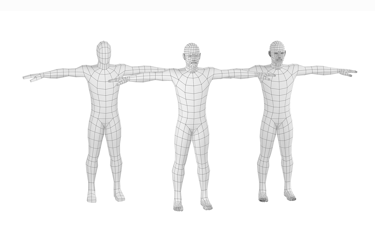 Male Low Poly Base Mesh in T-Pose, a Characters & Person 3D Model by VK Studio (Photo 2 of 11)