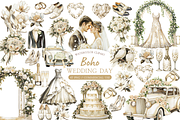 Watercolor Boho Wedding Clipart, an Illustration by MockupWizard (Thumbnail 1 of 6)