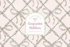 Coquette Bows & Rococo Pattern, a Wallpaper Graphic by Yello_illustration