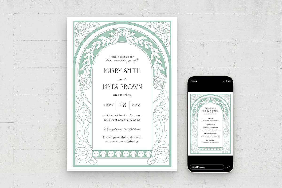 Art Nouveau Invitation Template, an Invitation Template by BrandPacks (Photo 3 of 6)