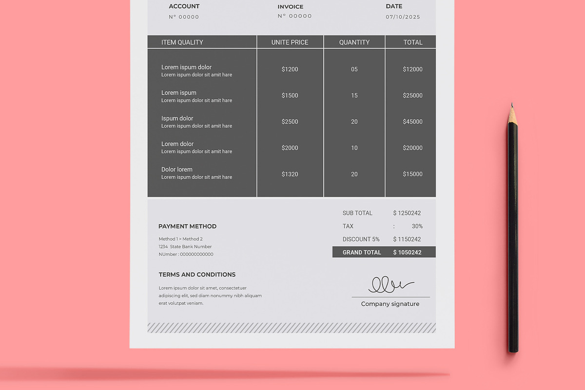 Invoice Template Design Layout