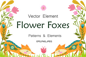Vector Flower Foxes