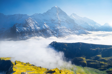 Mountains and clouds in the valley., a Nature Photo by Landscape and travel