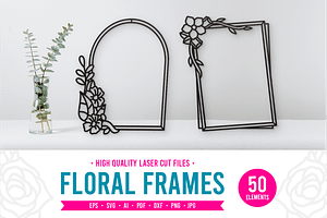50 Floral Frames - SVG Cut Files, a Decorative Illustration by Arshad Ali